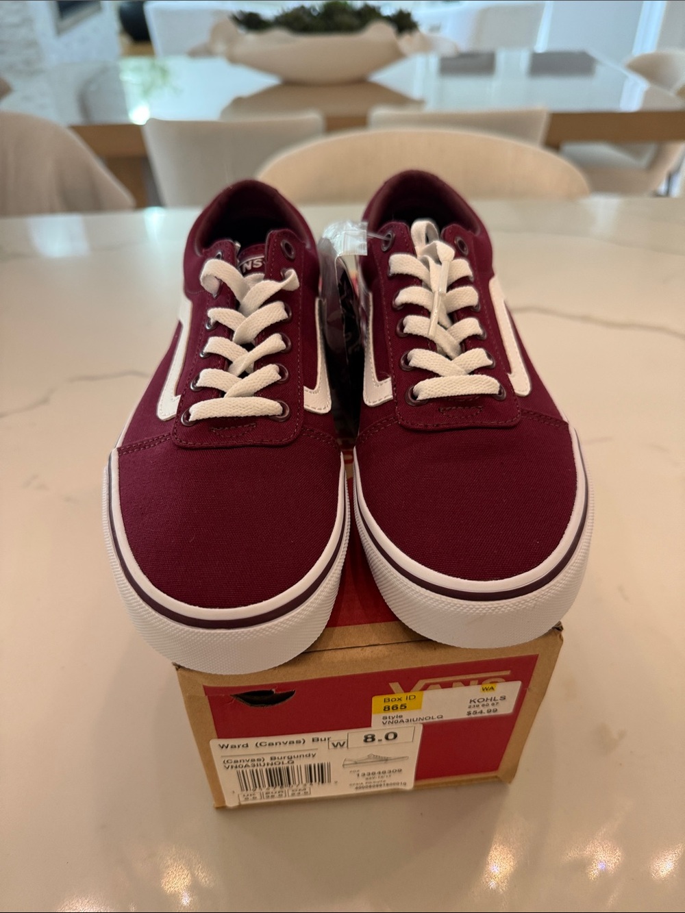Vans Ward Canvas Sneakers in Burgundy and White
